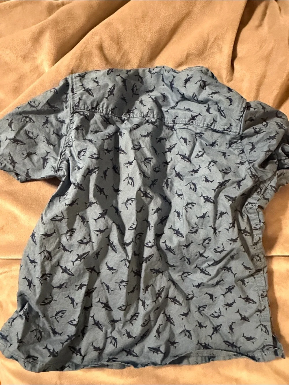 OshKosh B'gosh Blue Shark Print Short-Sleeve Button-Up Shirt